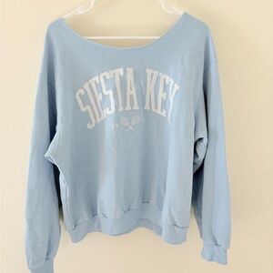 Hollister Off the Shoulder Light Blue Crewneck